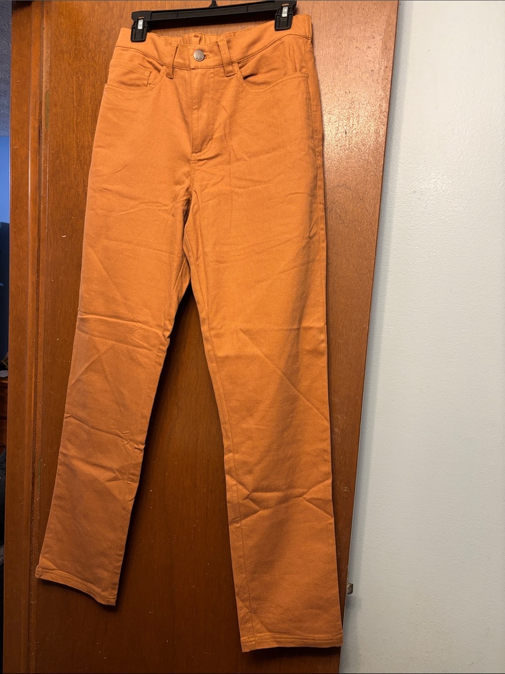 Pact Stretch Twill Denim Slim Pant Casual Preppy Organic Cotton Camel Large NWOT